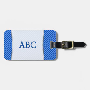 Étiquette À Bagage Rayures bleues + Initiales de lettre de la coutume