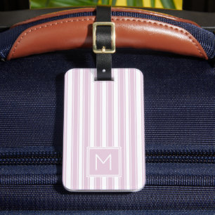 Étiquette À Bagage Rayures de cueillette rose et blanc molle Monogram