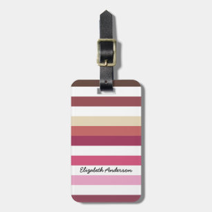Étiquette À Bagage Rayures horizontales larges rouge-rose Girly avec