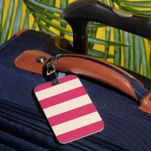 Étiquette À Bagage Rayures Rose Cerise