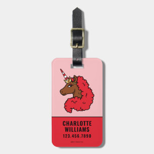 Étiquette À Bagage Red Afro Unicorn