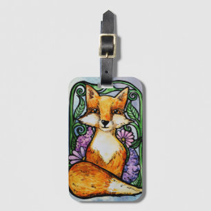 Étiquette À Bagage Red Fox Floral Nature Art