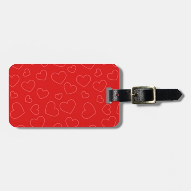 Étiquette À Bagage Red Hearts Valentine motif (Devant horizontal)
