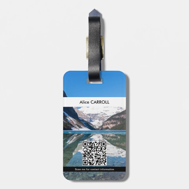 Étiquette À Bagage Réflexion sur Lake Louise - Banff NP - QR Code (Dos Vertical)