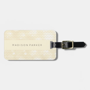 Étiquette À Bagage Regard élégant de Bokeh Chevron sur Ecru