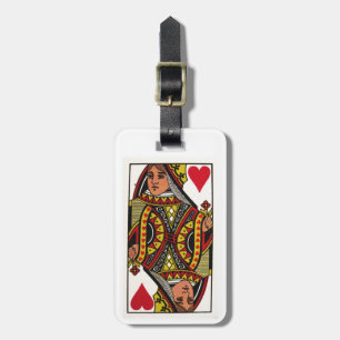 Étiquette À Bagage Reine d'étiquette de bagage de carte de coeurs