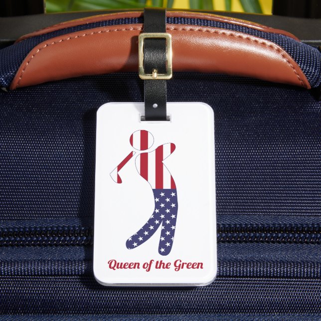 Étiquette À Bagage Reine du Vert | American Flag Golf Player (Insitu Rectoal 2)