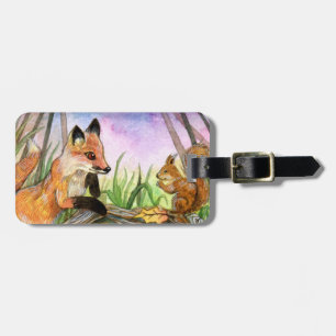 Étiquette À Bagage Renard Et Écureuil