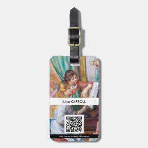 Étiquette À Bagage Renoir - Jeunes filles au piano - QR Code