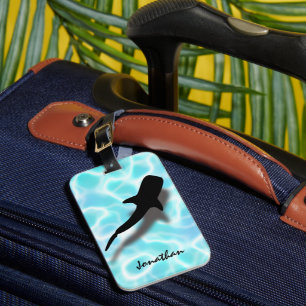 Étiquette À Bagage Requin baleine personnalisé avec plage tropicale o