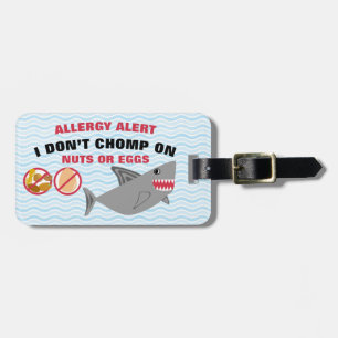 Étiquette À Bagage Requin d'alerte d'allergie d'oeufs et d'écrou pour