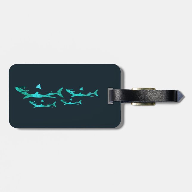 Étiquette À Bagage Requins bleus (Dos horizontal)