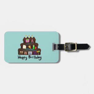Étiquette À Bagage Réseau neuronal de joyeux anniversaire geek