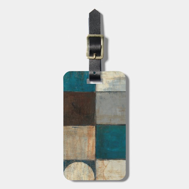Étiquette À Bagage Résumé dans le bleu et le brun (Devant Vertical)