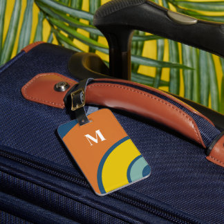 Étiquette À Bagage Retro Colorful Circle Abstract Monogram
