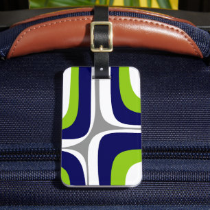 Étiquette À Bagage Retro Groove Mid Century Moderne Abstrait Lime Nav
