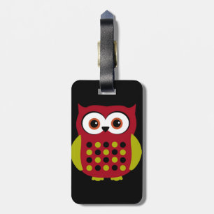 Étiquette À Bagage Rétro hibou en rouge