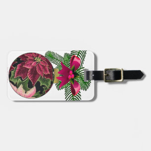 Étiquette À Bagage Retro les années 50 Poinsettia Ornement Bourgogne
