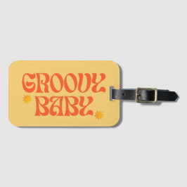 Étiquette À Bagage Retro les années 70 moutarde Orange Hippie Super b