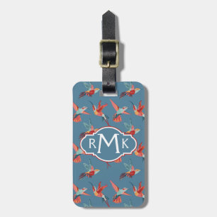 Étiquette À Bagage Rétro monogramme du motif de colibri