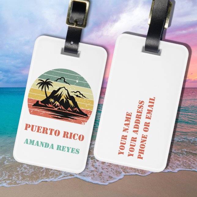 Étiquette À Bagage Retro Porto Rico personnalisé (Créateur téléchargé)