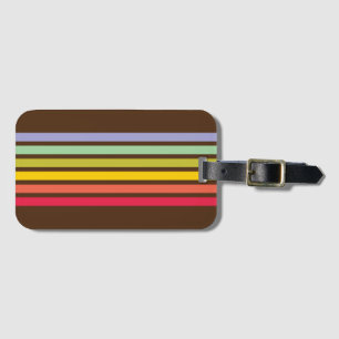 Étiquette À Bagage Retro Rainbow Stripe Brown