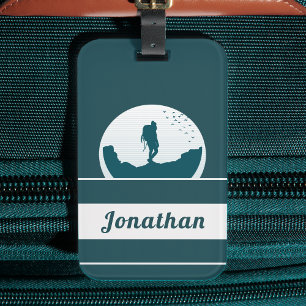 Étiquette À Bagage Retro Randonnée Camping Paysage Nom personnalisé T