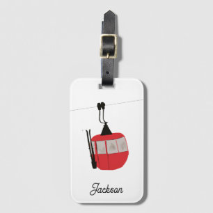 Étiquette À Bagage Retro Red Ski Gondola Lift Personnalisé