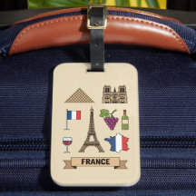 Retro Travel France Iconic National Symbols 
