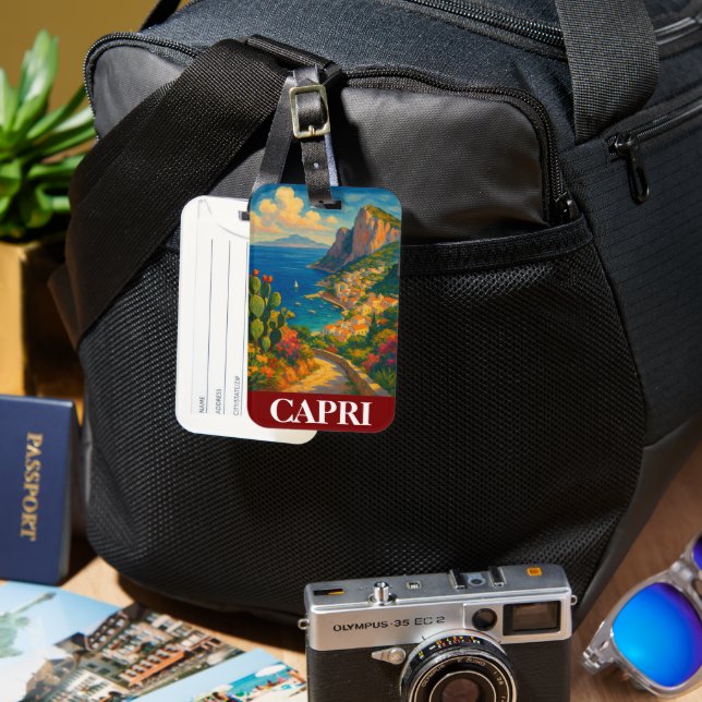 Étiquette À Bagage Retro Voyage Capri Italie Scenery (Recto & Verso)