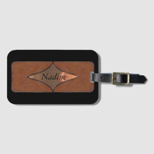 Étiquette À Bagage Revêtement en cuir personnalisé & Monogramme