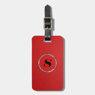 Étiquette À Bagage Revêtement en cuir rouge monogramme