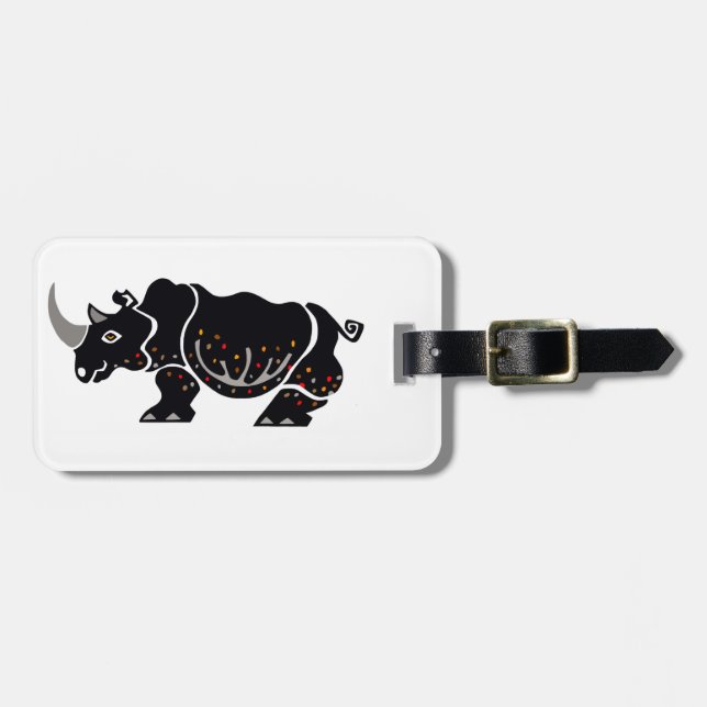 Étiquette À Bagage RHINOCEROS - Animaux sauvages d'Afrique -Nature (Devant horizontal)