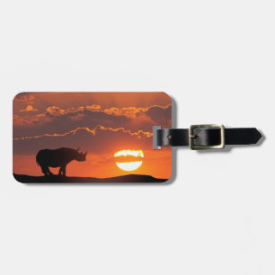 Étiquette À Bagage Rhinocéros au coucher du soleil, Masai Mara, Kenya