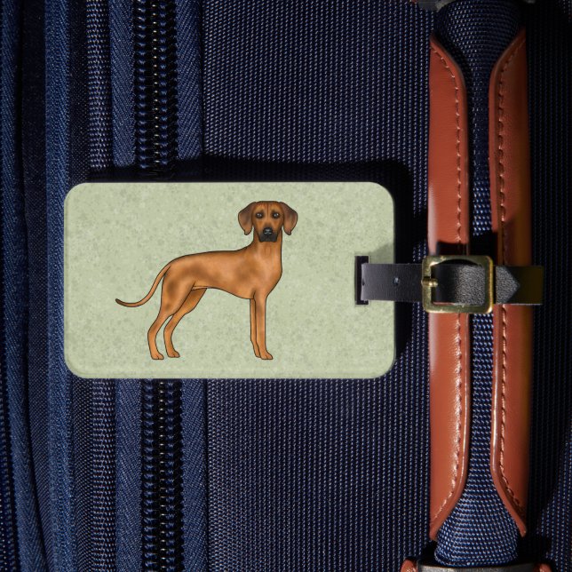 Étiquette À Bagage Rhodesian Ridgeback mignon Chien Lion Brown Vert (Insitu Rectoal 4)