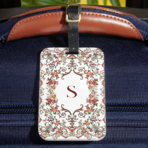 Étiquette À Bagage Rinceaux floraux vintage