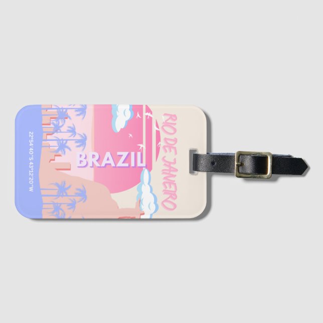 Étiquette À Bagage Rio de Janeiro Brésil Travel Art (Devant Horizontal)
