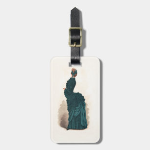 Étiquette À Bagage Robe Bleue Victorienne élégante Mode Femme Art