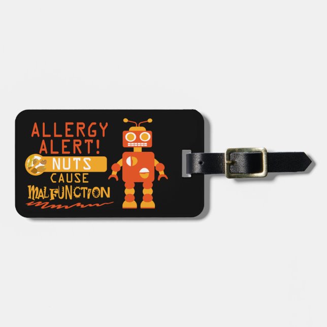 Étiquette À Bagage Robot d'alerte d'allergie personnalisé par (Devant horizontal)