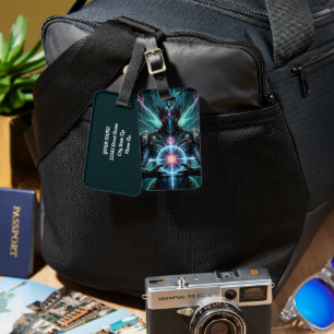 Étiquette À Bagage Robot Futuriste Noyau Cosmique Cyberpunk