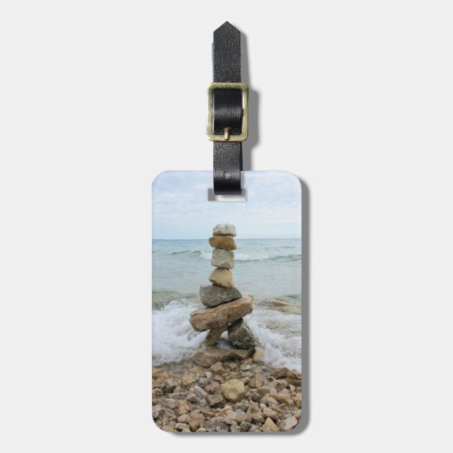Étiquette À Bagage Rock Cairn (Pilier) - Île Mackinac, Michigan (Devant Vertical)