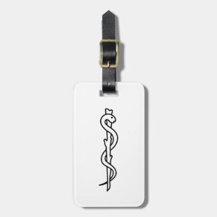 Étiquette À Bagage Rod d'Asclepius [symbole médical]