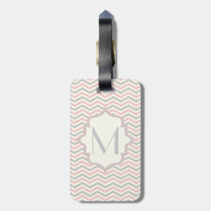 Étiquette À Bagage Rodern, grey, ivory chevron pattern custom
