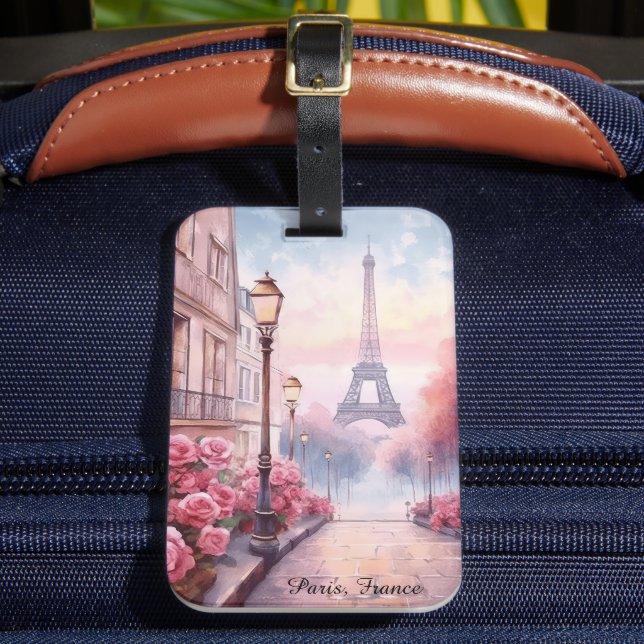 Étiquette À Bagage Romantic Paris France – Eiffel Tower Floral (Insitu Rectoal 2)