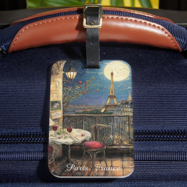 Étiquette À Bagage Romantic Paris France Eiffel Tower Illustration (Insitu Rectoal 2)