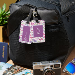 Étiquette À Bagage Romantique lila rose pastel Botanique prés de prin