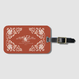 Étiquette À Bagage Romantique rouille rouge M & Mme Floral Mariage