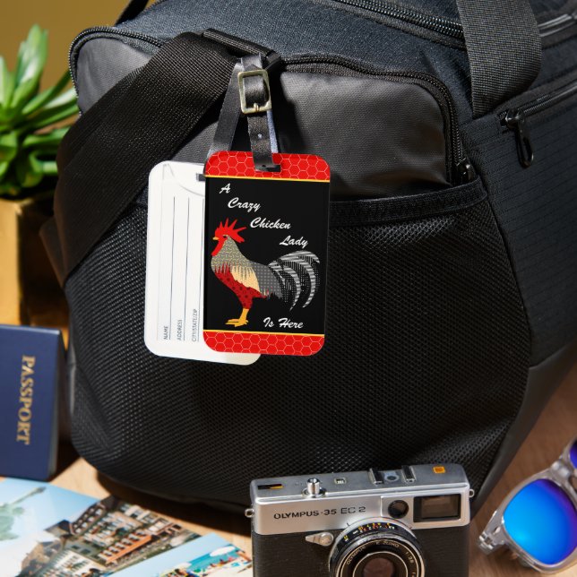 Étiquette À Bagage Rooster (Recto & Verso)