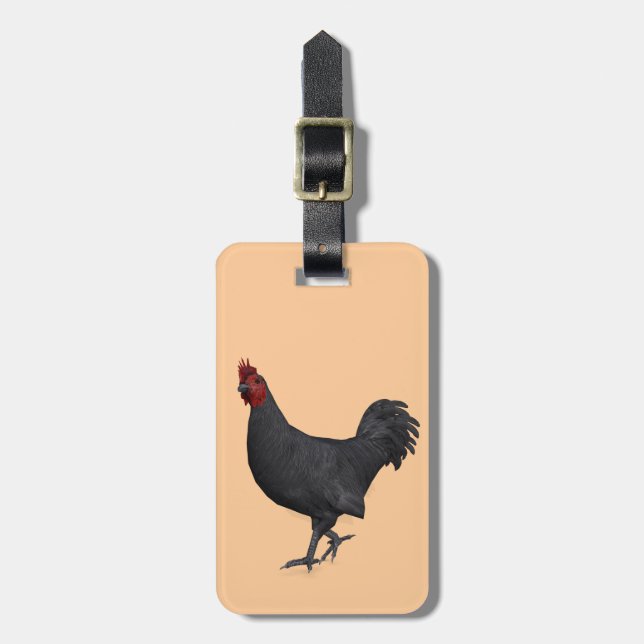 Étiquette À Bagage Rooster noir (Devant Vertical)