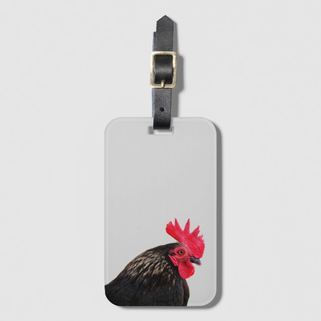 Étiquette À Bagage Rooster noir (Devant Vertical)
